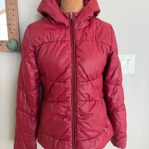 Patagonia Lidia Puffer Hoodie Jacket Women's Medium Red Burgundy-  insulated
